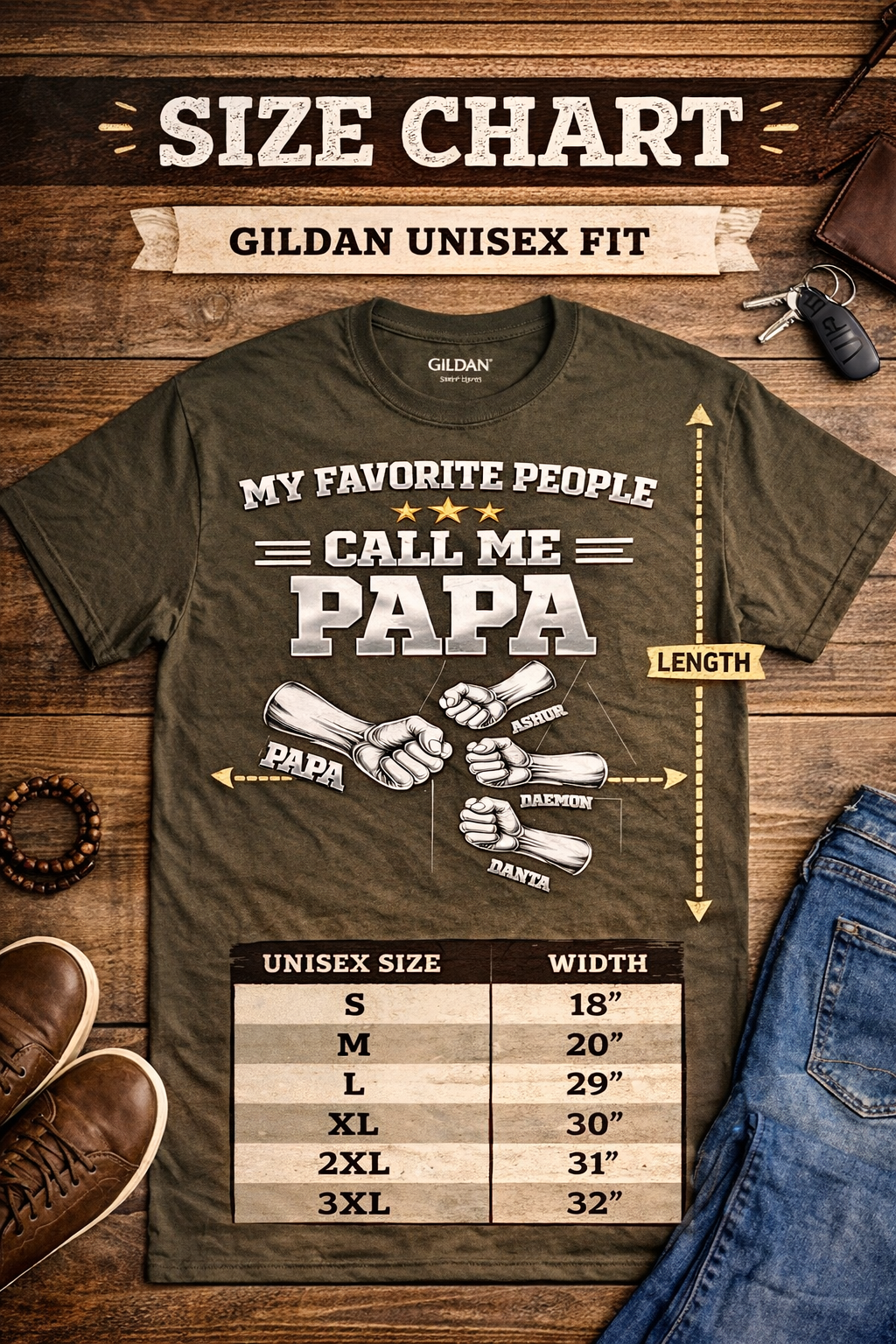 Papa Shirt – My Favorite People Call Me Papa | Custom Grandpa Shirt with Kids Names | Father's Day Gift for Papa