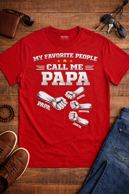 Papa Shirt – My Favorite People Call Me Papa | Custom Grandpa Shirt with Kids Names | Father's Day Gift for Papa