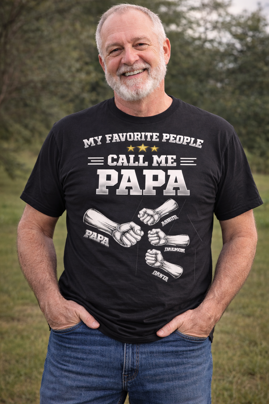 Papa Shirt – My Favorite People Call Me Papa | Custom Grandpa Shirt with Kids Names | Father's Day Gift for Papa