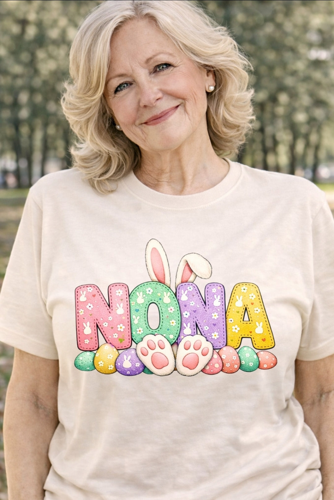 Nona Easter Bunny Shirt – Cute Grandma Spring Tee – Pastel Bunny Graphic T-Shirt – Easter Family Gift for Nona