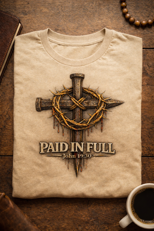 Paid In Full – John 19:30 Christian T-Shirt | Men's Cross T-Shirt