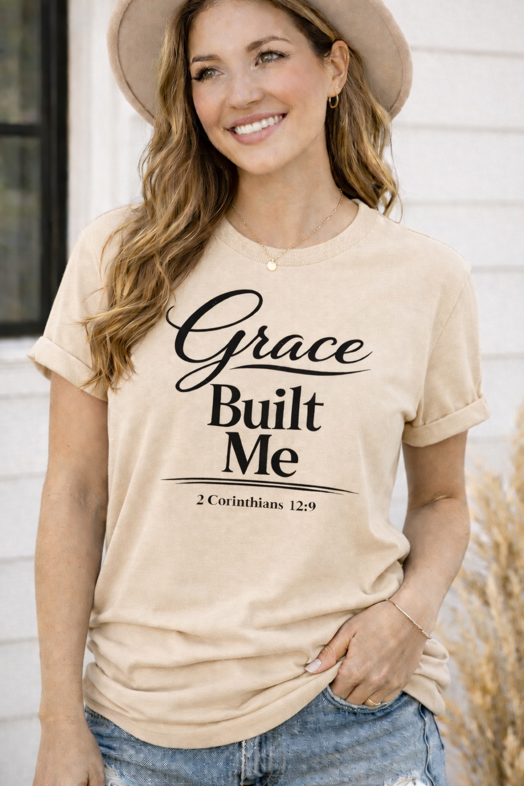 Grace Built Me Christian T-Shirt | 2 Corinthians 12:9 Faith Shirt | Christian Boutique Tee