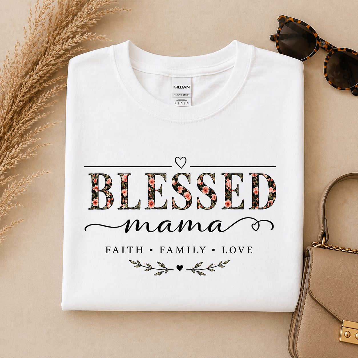 Blessed Mama Shirt – Mother’s Day Gift, Faith Family Love Tee, Christian Mom Shirt, Floral Mama Graphic Tee