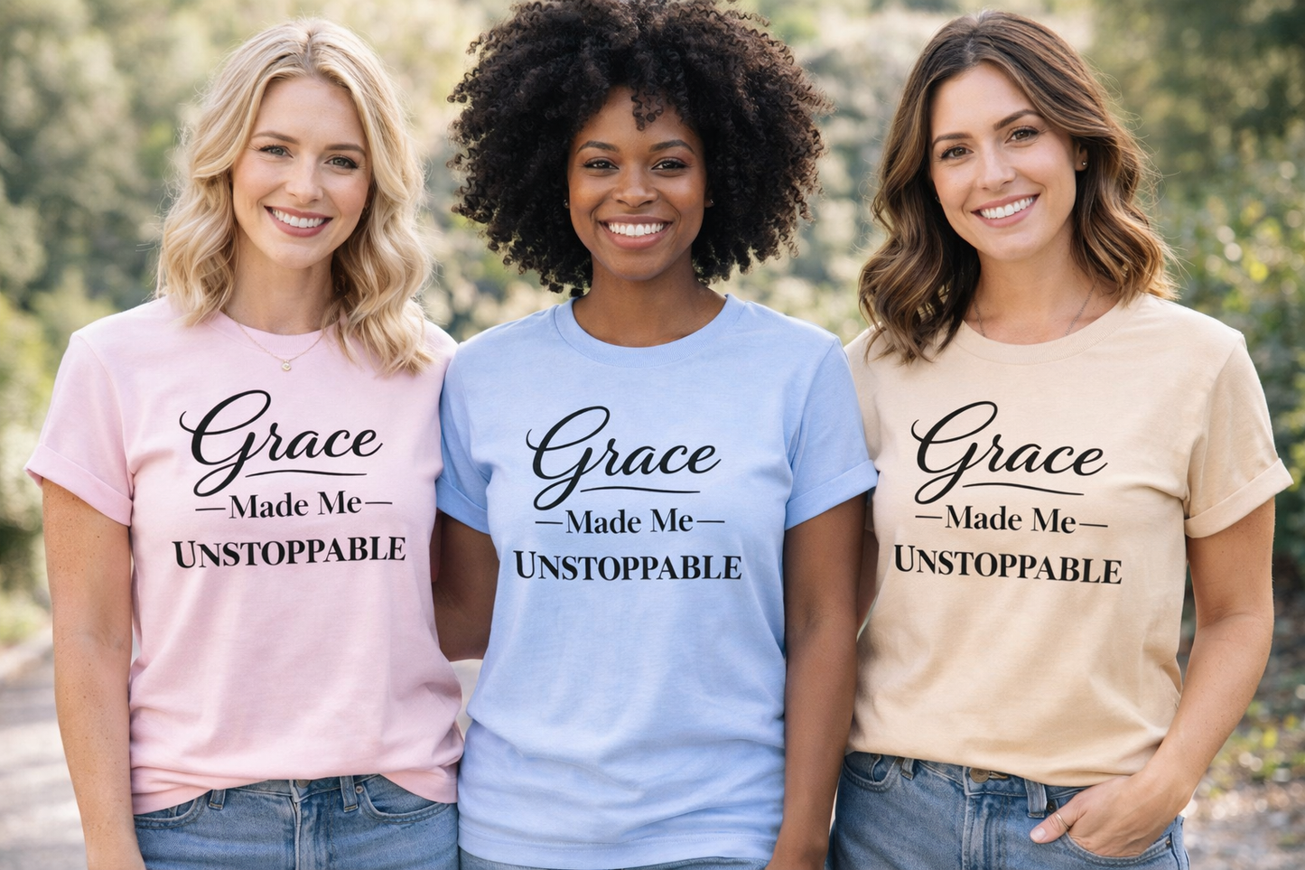 Grace Made Me Unstoppable Christian T-Shirt | Faith Based Inspirational Tee | Boutique Christian Apparel
