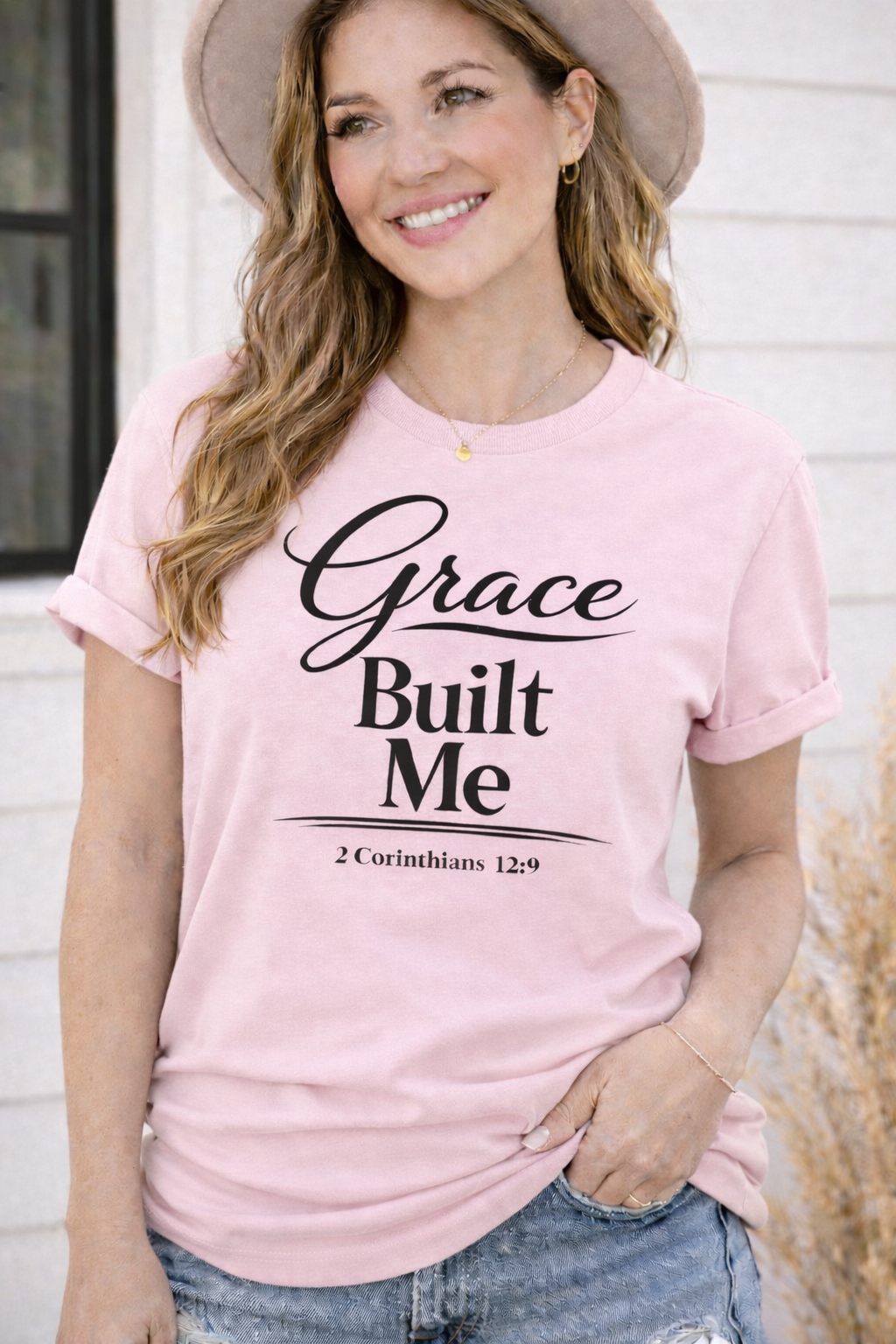 Grace Built Me Christian T-Shirt | 2 Corinthians 12:9 Faith Shirt | Christian Boutique Tee