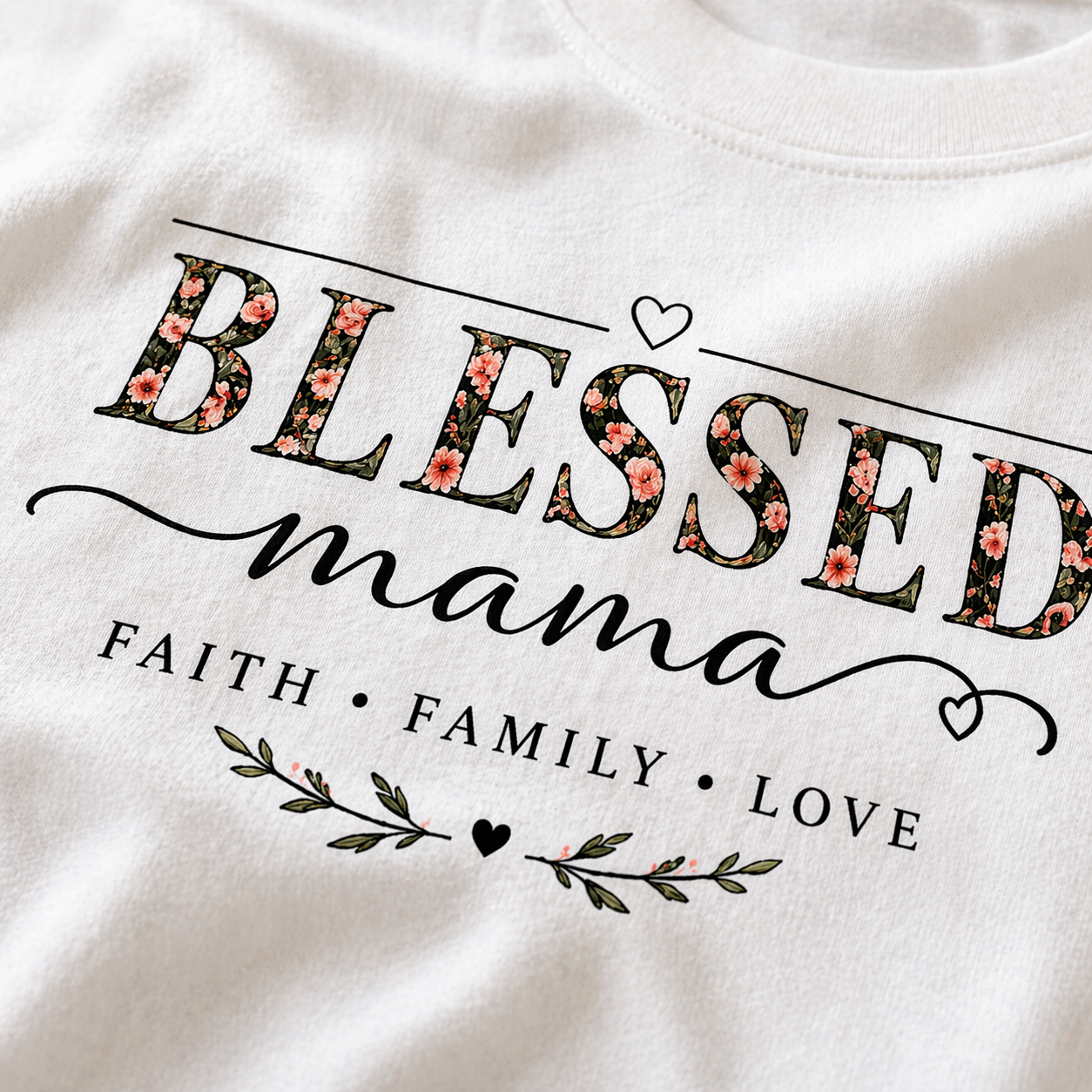Blessed Mama Shirt – Mother’s Day Gift, Faith Family Love Tee, Christian Mom Shirt, Floral Mama Graphic Tee