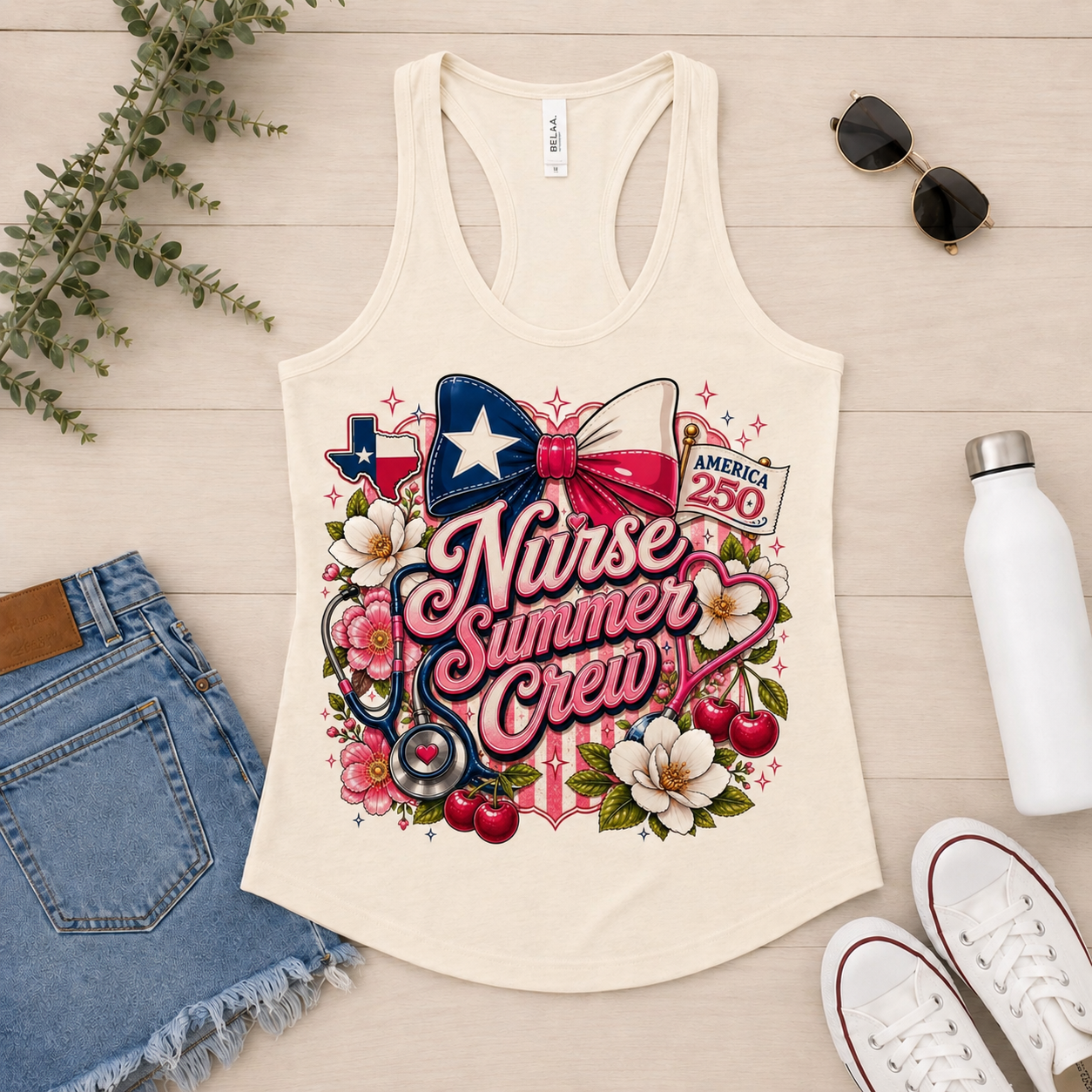 Nurse Summer Crew Shirt | Summer Nurse Graphic Tee | Beach Nursing Shirt | Gildan 5000 & Bella Canvas Tank