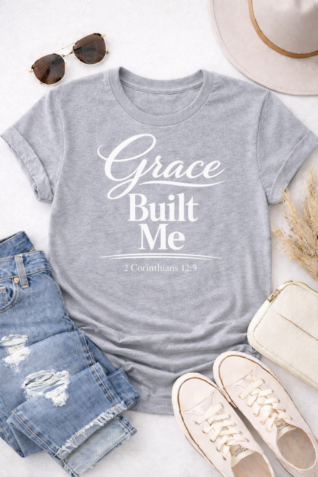 Grace Built Me Christian T-Shirt | 2 Corinthians 12:9 Faith Shirt | Christian Boutique Tee