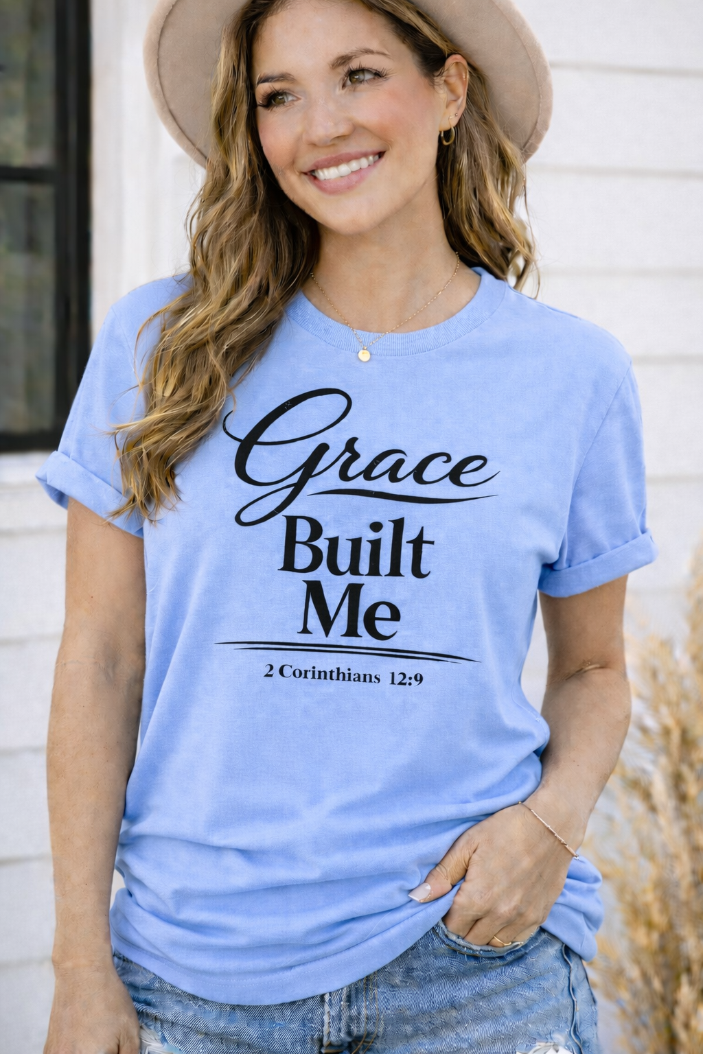 Grace Built Me Christian T-Shirt | 2 Corinthians 12:9 Faith Shirt | Christian Boutique Tee
