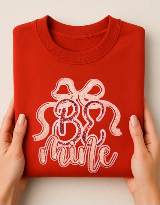 Be Mine Valentine Patch Short/Long Sleeve Shirt or Sweatshirt | Red, Black, or White | Cozy Romantic Patch Top
