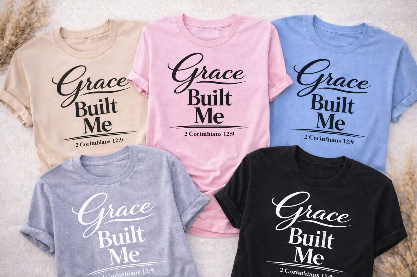 Grace Built Me Christian T-Shirt | 2 Corinthians 12:9 Faith Shirt | Christian Boutique Tee