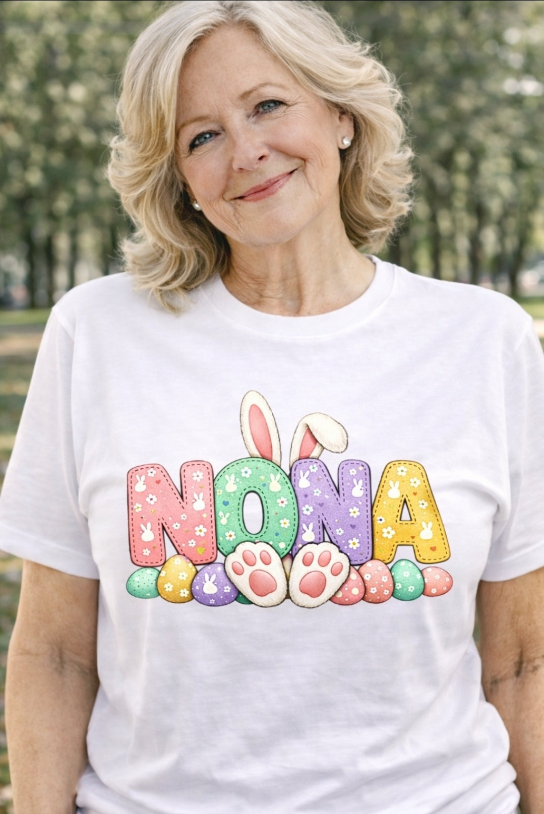 Nona Easter Bunny Shirt – Cute Grandma Spring Tee – Pastel Bunny Graphic T-Shirt – Easter Family Gift for Nona