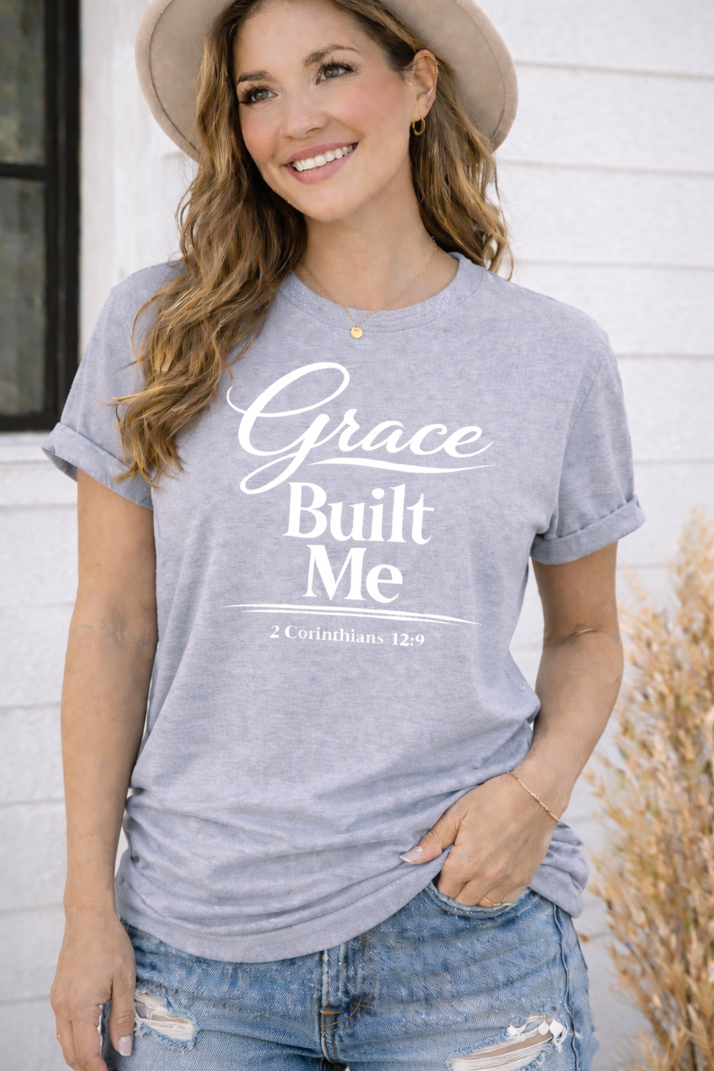 Grace Built Me Christian T-Shirt | 2 Corinthians 12:9 Faith Shirt | Christian Boutique Tee